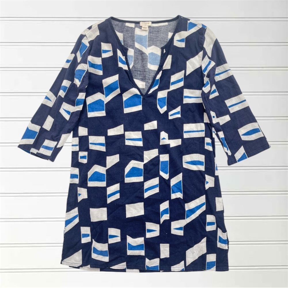 J CREW EUC Lightweight Geometric Print Tunic Swim Coverup